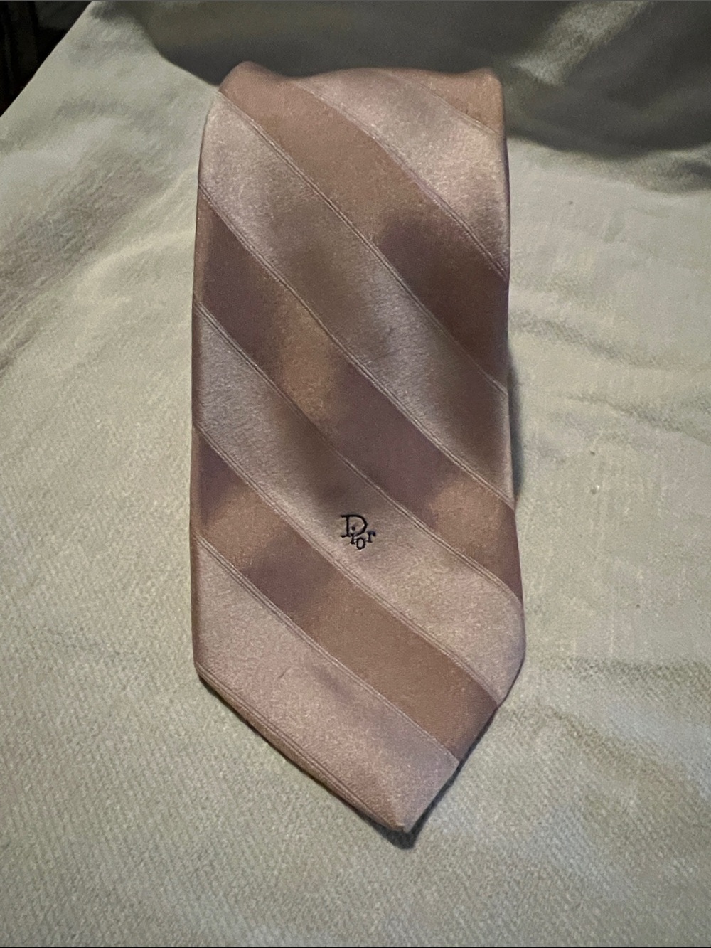 Dior Mauve and Blush Diagonal Stripe Silk Tie